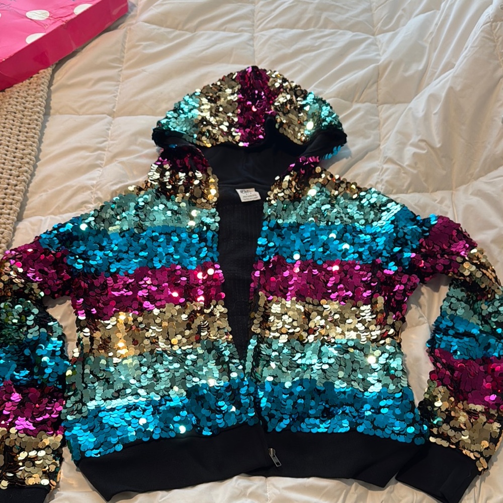 Limited Edition PINK Sequin Women’s Size Small Jacket with Hood